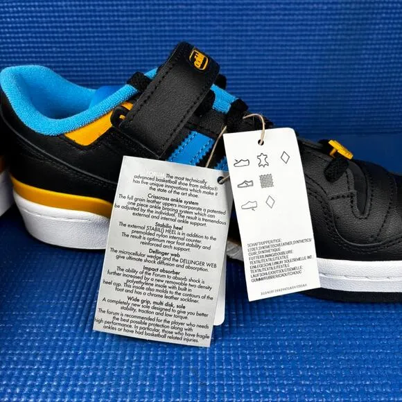 🔴 ADIDAS ORIGINALS FORUM LOW Men`s Size 11 Black Blue Basketball Shoes FZ5890