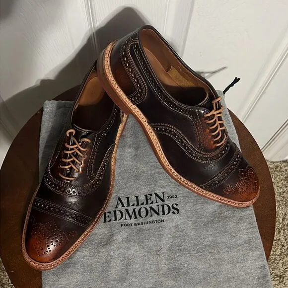 🔥🔥 ALLEN EDMONDS Strandmok Cap-toe Oxford Dainite Rubber Sole 9.5B - PERFECT