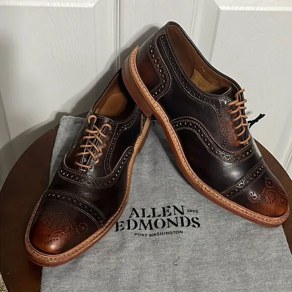 🔥🔥 ALLEN EDMONDS Strandmok Cap-toe Oxford Dainite Rubber Sole 9.5B - PERFECT