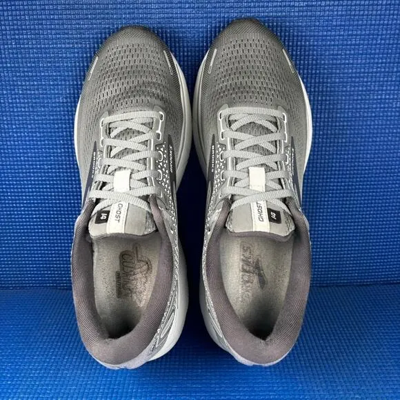 🔴 BROOKS GHOST 14 Men`s Size 10 Grey White Athletic Running Shoes 1103691D067