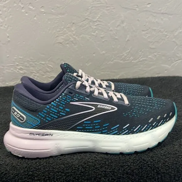 🔥🔥 BROOKS Glycerin GTS 20 Running Shoes Women Size 9 - Peacoat / Ocean - GUC