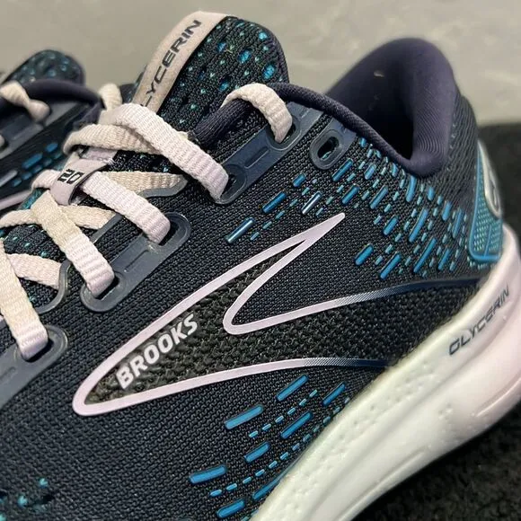 🔥🔥 BROOKS Glycerin GTS 20 Running Shoes Women Size 9 - Peacoat / Ocean - GUC