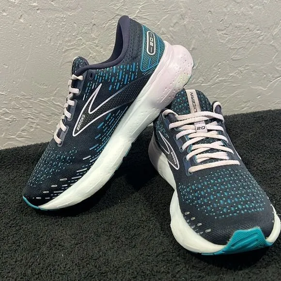 🔥🔥 BROOKS Glycerin GTS 20 Running Shoes Women Size 9 - Peacoat / Ocean - GUC