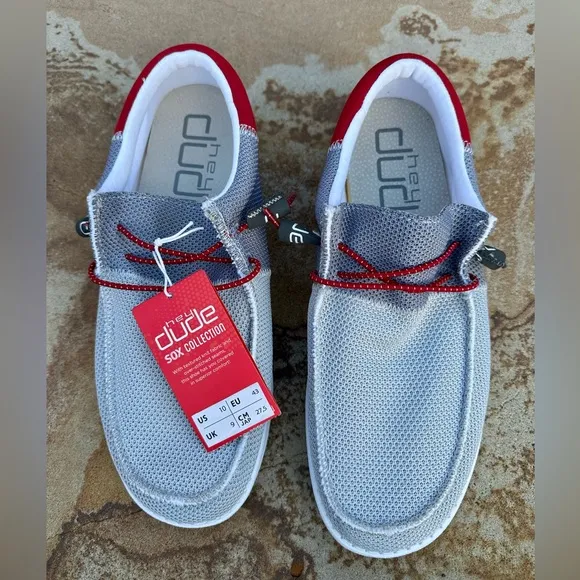 🆕🔖 Hey Dude ✨Wally Sox Funk Shoes ✨ FUNK DARK GREY RED ✨ Size 10✨ NWT!!