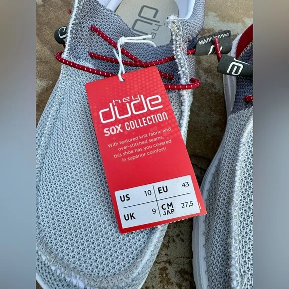 🆕🔖 Hey Dude ✨Wally Sox Funk Shoes ✨ FUNK DARK GREY RED ✨ Size 10✨ NWT!!