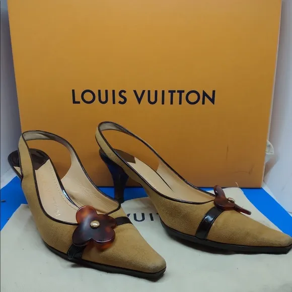 🔥 LOUIS VUITTON Beige leather flower 👡 sandals