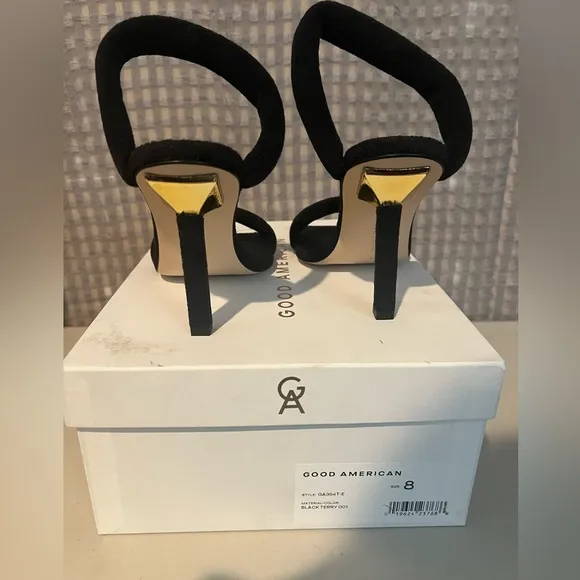 🖤 NIB! Good American Terry High Heel Sandals