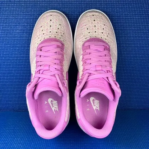 🔴 NIKE AIR FORCE 1 FLYKNIT LOW Women`s Size 9.5 Fuchsia Glow Shoes 820256-500