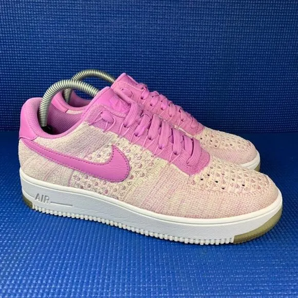 🔴 NIKE AIR FORCE 1 FLYKNIT LOW Women`s Size 9.5 Fuchsia Glow Shoes 820256-500