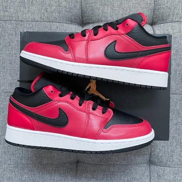 ❤️🖤 Nike Air Jordan 1 retro low red black shoes (big kids)