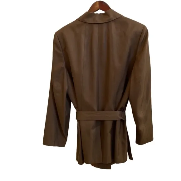 🤎 Nordstrom Encore Caramel Brown Silk/Cotton Blend Belted Blazer/Jacket, 18W