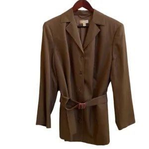 🤎 Nordstrom Encore Caramel Brown Silk/Cotton Blend Belted Blazer/Jacket, 18W