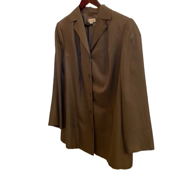 🤎 Nordstrom Encore Caramel Brown Silk/Cotton Blend Belted Blazer/Jacket, 18W