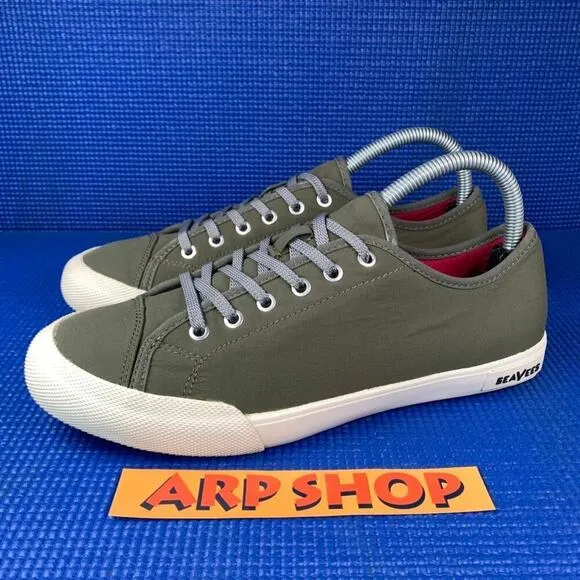 🔴 SEAVEES ARMY ISSUE LOW STANDARD Women`s Size 9 Olive White Comfort Shoes