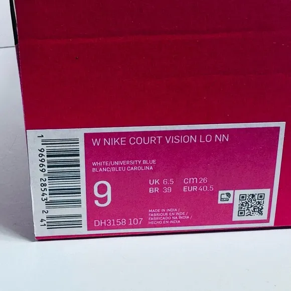 189. Nike Wmns Court Vision LO NN White University Blue Women Casual Shoes