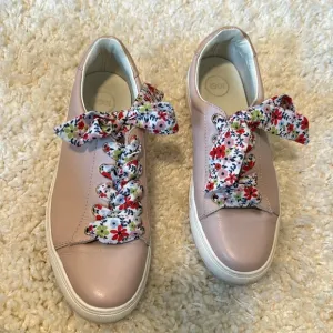 1901 Womens Leather Floral Lace-Up Round Toe Casual Shoes Sneakers Pink Size 8