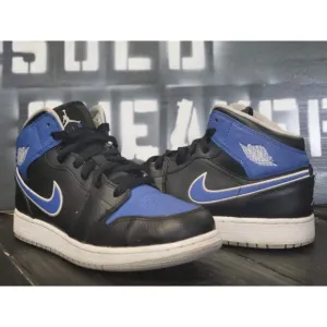 2013 Jordan 1 Mid Black/Royal Basketball Shoes 554725-007 Kid 6.5y Women 8