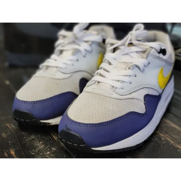 2017 Nike Air Max 1 Gray/Blue/White Running Shoes 807602 107 Kid 7 Women 8.5