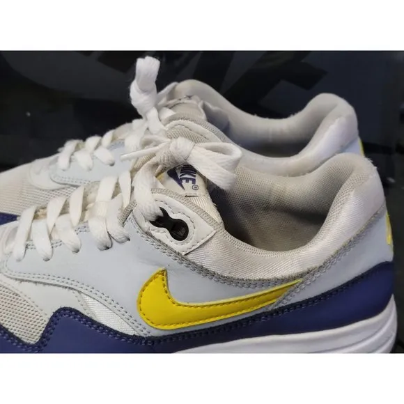 2017 Nike Air Max 1 Gray/Blue/White Running Shoes 807602 107 Kid 7 Women 8.5