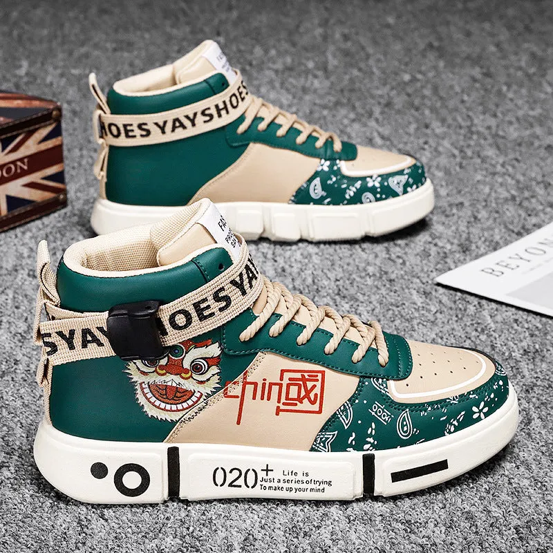 2023 New Men’s High-Top Sneakers – Trendy National Style Spring Casual Sporty Shoes for Teenagers & Students