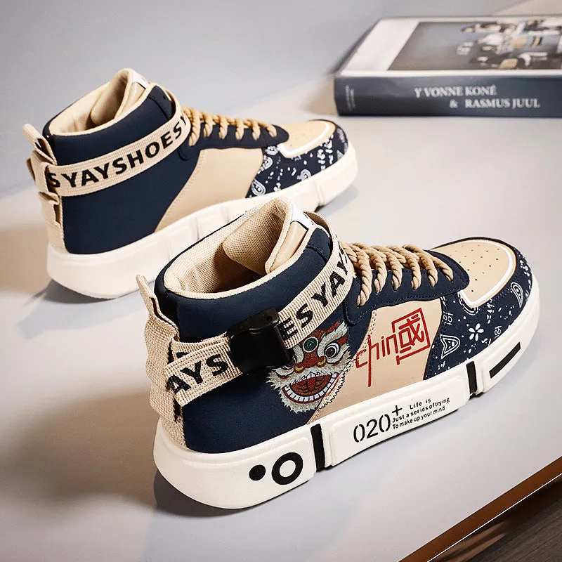 2023 New Men’s High-Top Sneakers – Trendy National Style Spring Casual Sporty Shoes for Teenagers & Students