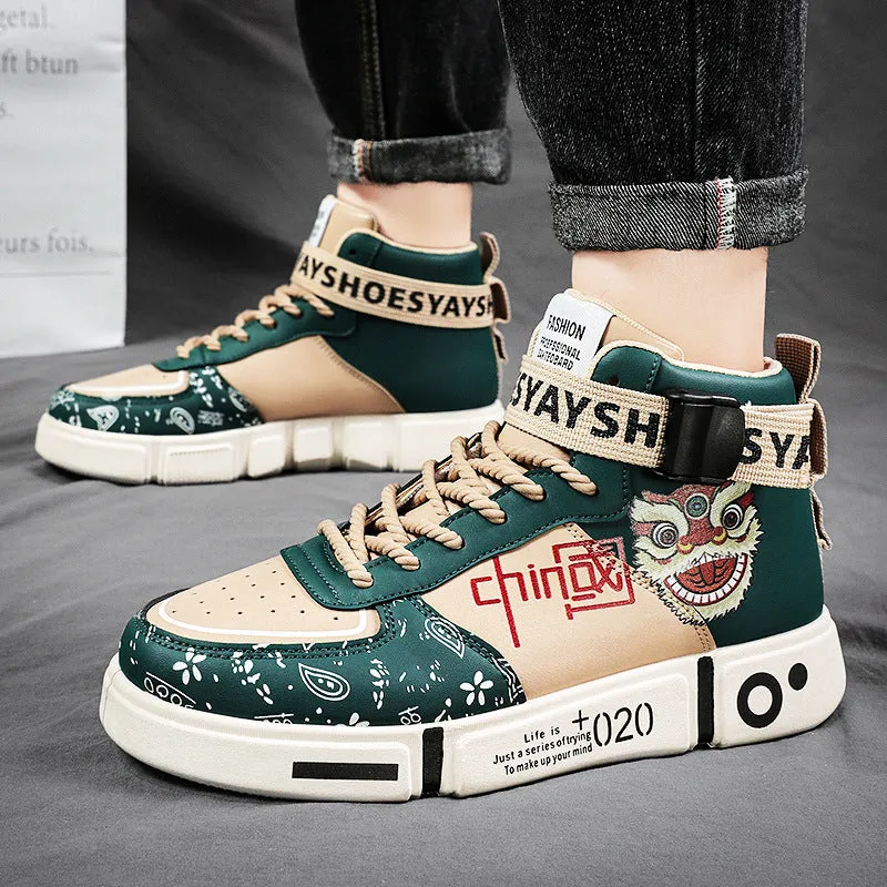 2023 New Men’s High-Top Sneakers – Trendy National Style Spring Casual Sporty Shoes for Teenagers & Students
