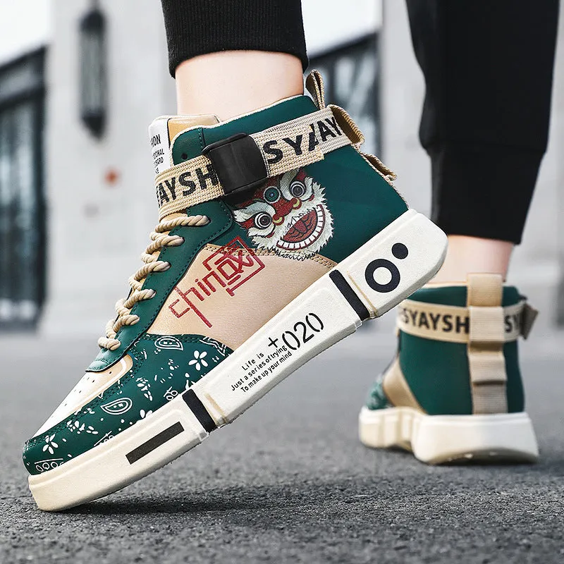 2023 New Men’s High-Top Sneakers – Trendy National Style Spring Casual Sporty Shoes for Teenagers & Students