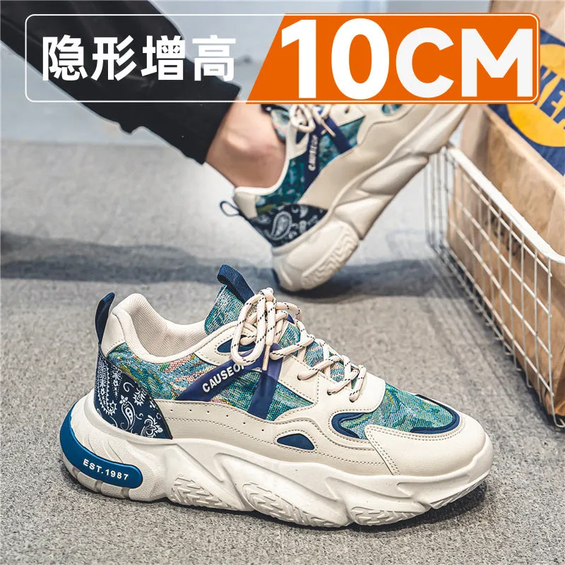 2024 Men’s Hidden Height-Increase Sneakers – 10cm Boost Breathable Thick-Soled Dad Shoes