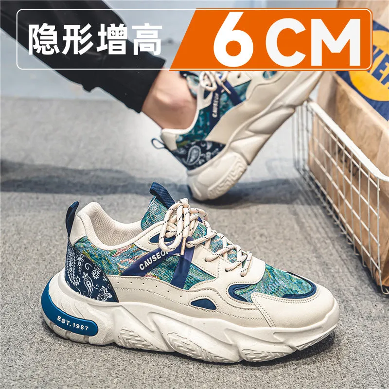 2024 Men’s Hidden Height-Increase Sneakers – 10cm Boost Breathable Thick-Soled Dad Shoes