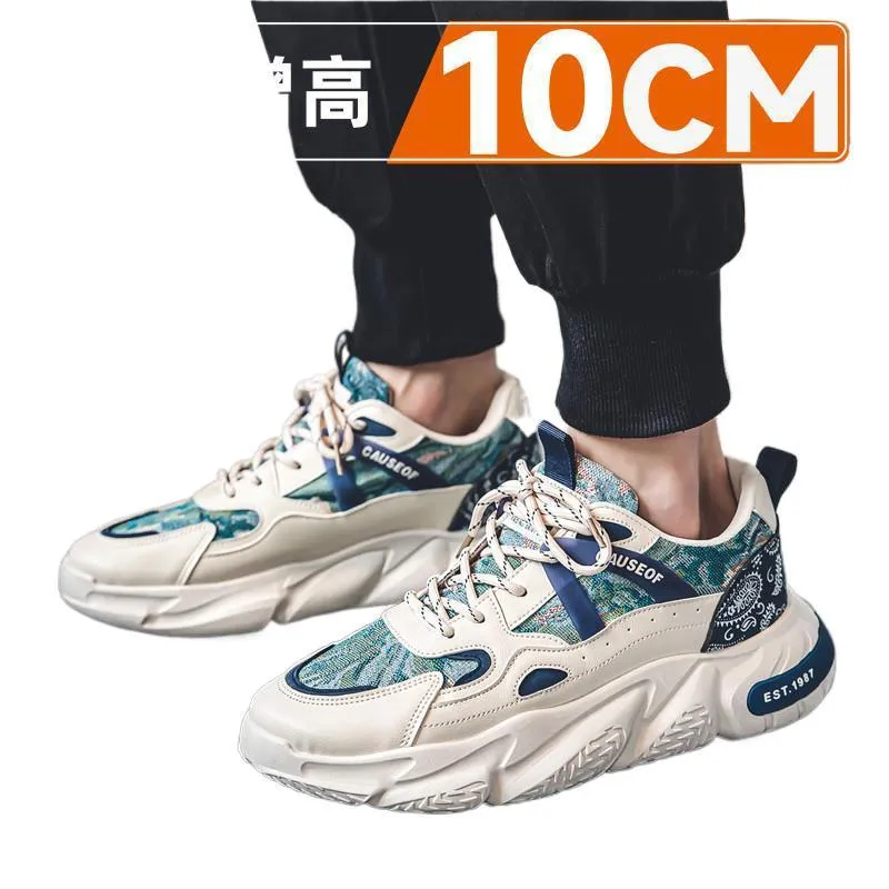 2024 Men’s Hidden Height-Increase Sneakers – 10cm Boost Breathable Thick-Soled Dad Shoes