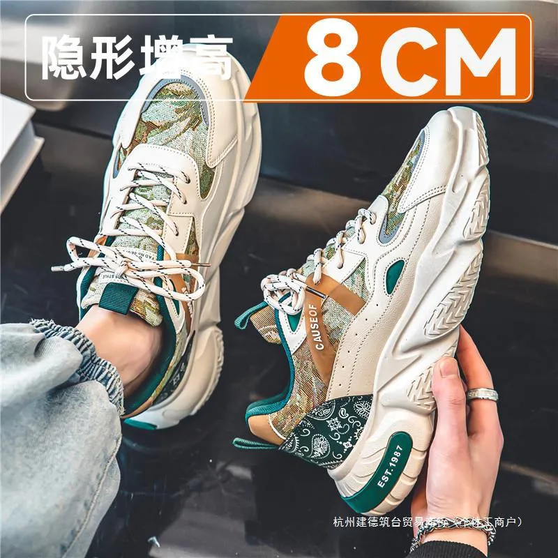 2024 Men’s Hidden Height-Increase Sneakers – 10cm Boost Breathable Thick-Soled Dad Shoes