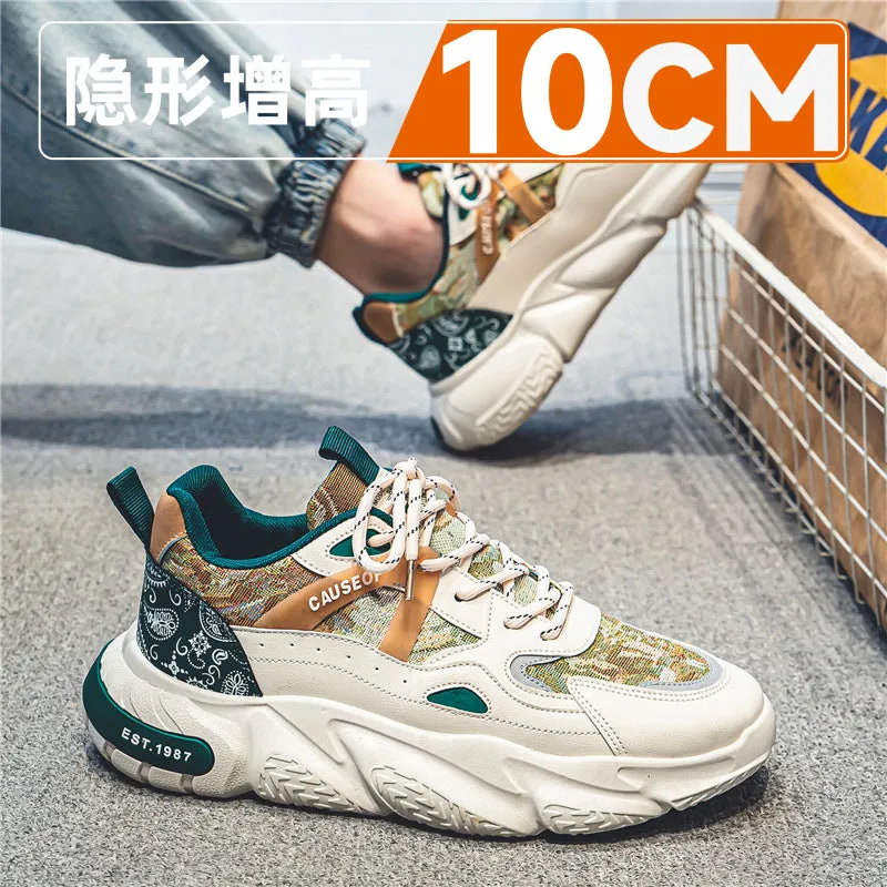 2024 Men’s Hidden Height-Increase Sneakers – 10cm Boost Breathable Thick-Soled Dad Shoes