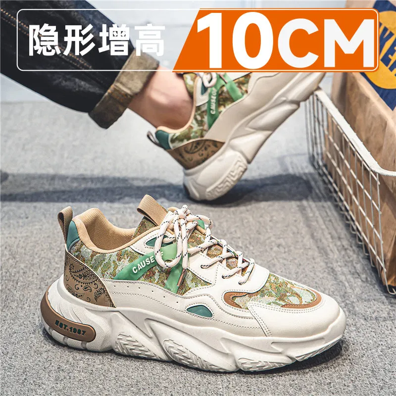 2024 Men’s Hidden Height-Increase Sneakers – 10cm Boost Breathable Thick-Soled Dad Shoes
