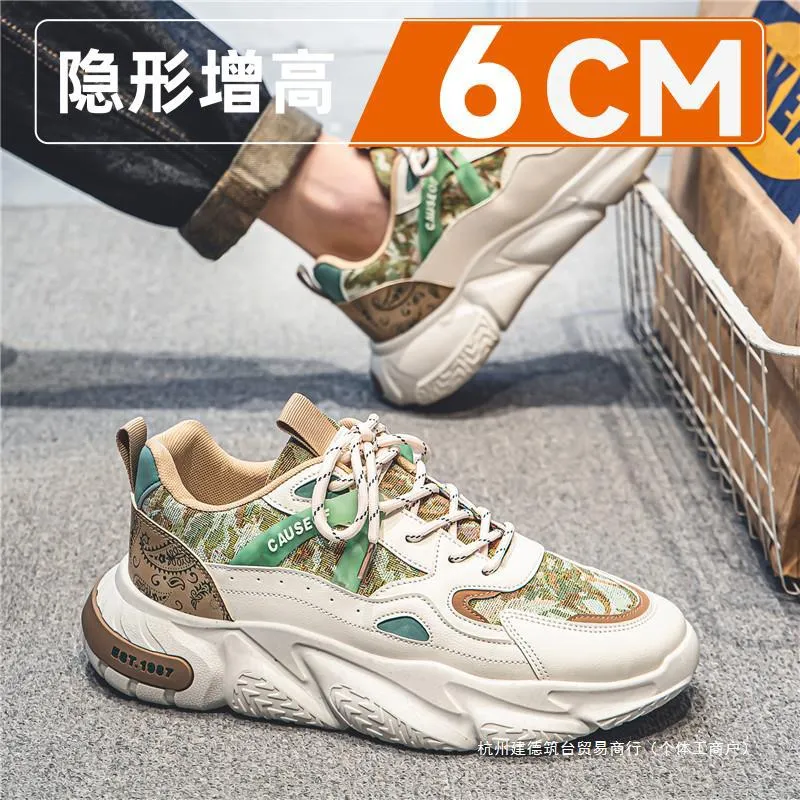 2024 Men’s Hidden Height-Increase Sneakers – 10cm Boost Breathable Thick-Soled Dad Shoes
