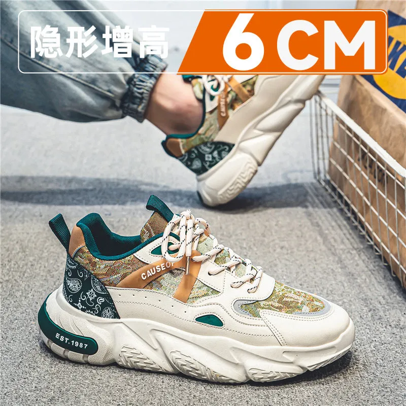 2024 Men’s Hidden Height-Increase Sneakers – 10cm Boost Breathable Thick-Soled Dad Shoes