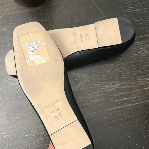 $275 NEW VINCE zLeah black leather ballerina flats shoes luxury women size 7