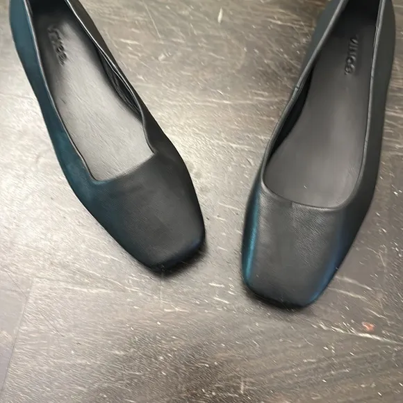 $275 NEW VINCE zLeah black leather ballerina flats shoes luxury women size 7