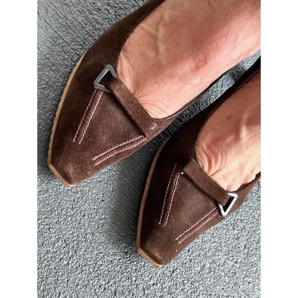 50s Delman VTG Brown Suede Ladies Pump Wood Heel Made in England Suede Sz 7-7.5