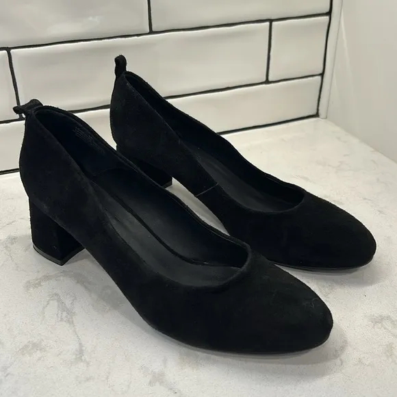 ABLE Local   Global Miriam Black Suede Block Heel Size 10 Made in Peru