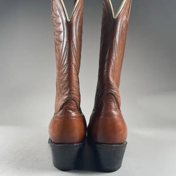 Acme 1678 Men's 10.5 D Brown Leather Western Pull On Cowboy Boot Casual USA Made