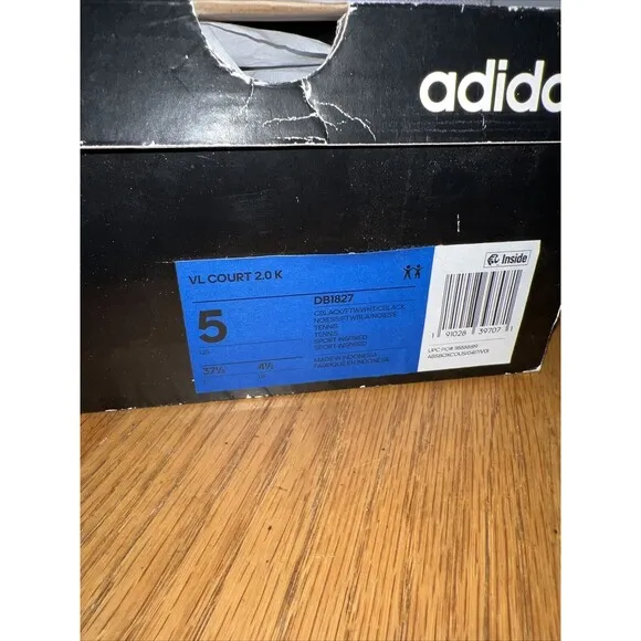 Adidas Boys VL Court 2.0 DB1827‎ Black Casual Shoes Sneakers Size 5