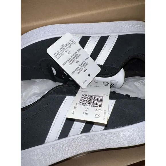 Adidas Boys VL Court 2.0 DB1827‎ Black Casual Shoes Sneakers Size 5