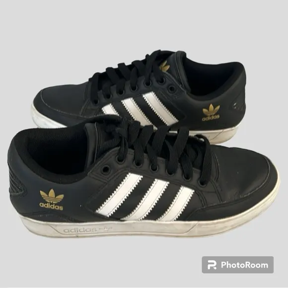 Adidas Evh 791004 Black 3 Strips Gold Logo Skateboarding Shoes