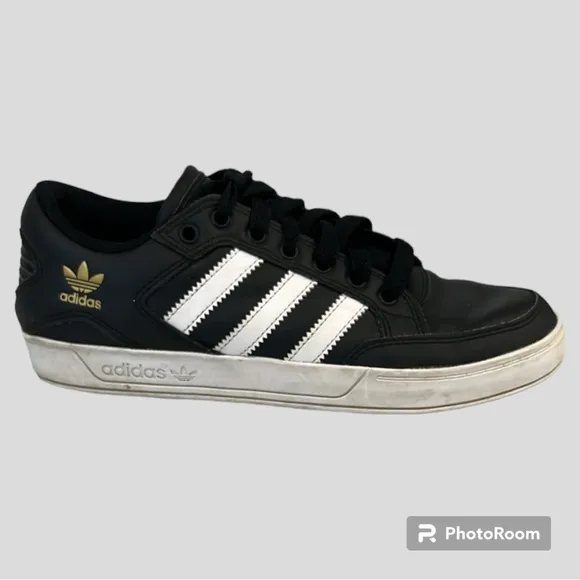 Adidas Evh 791004 Black 3 Strips Gold Logo Skateboarding Shoes