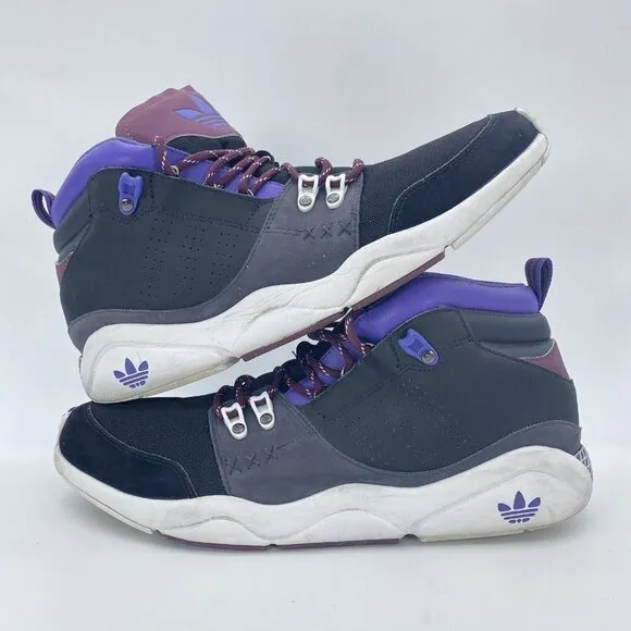 Adidas Fortitude Mid Men Size 11.5 Basketball Shoes Black Grey Purple G09439