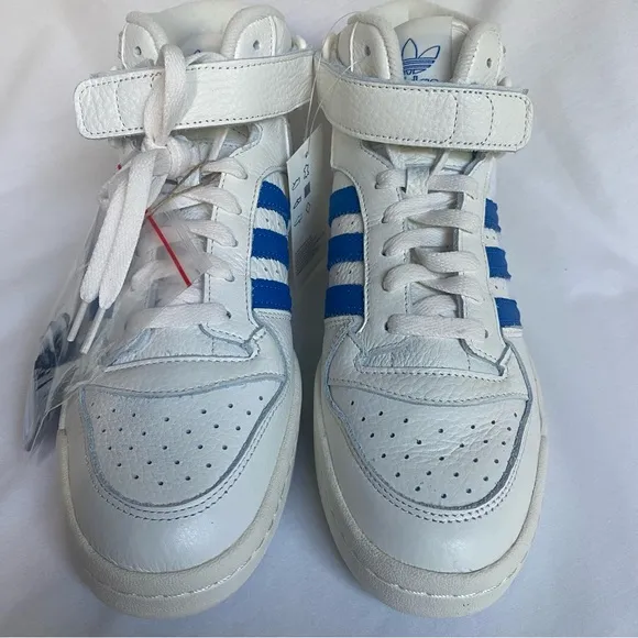 Adidas Forum Mid Shoes Mens 8 Off White Blue Casual Customizable Sneakers GX1021