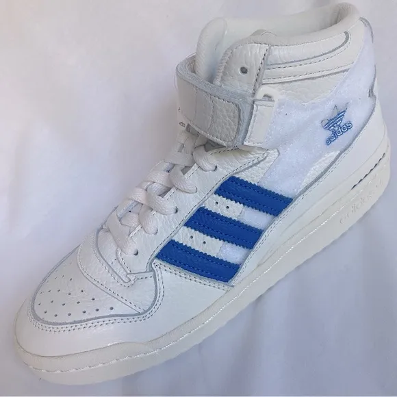 Adidas Forum Mid Shoes Mens 8 Off White Blue Casual Customizable Sneakers GX1021