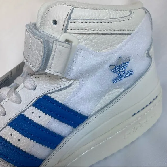 Adidas Forum Mid Shoes Mens 8 Off White Blue Casual Customizable Sneakers GX1021