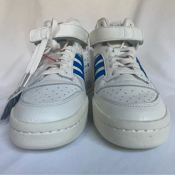 Adidas Forum Mid Shoes Mens 8 Off White Blue Casual Customizable Sneakers GX1021