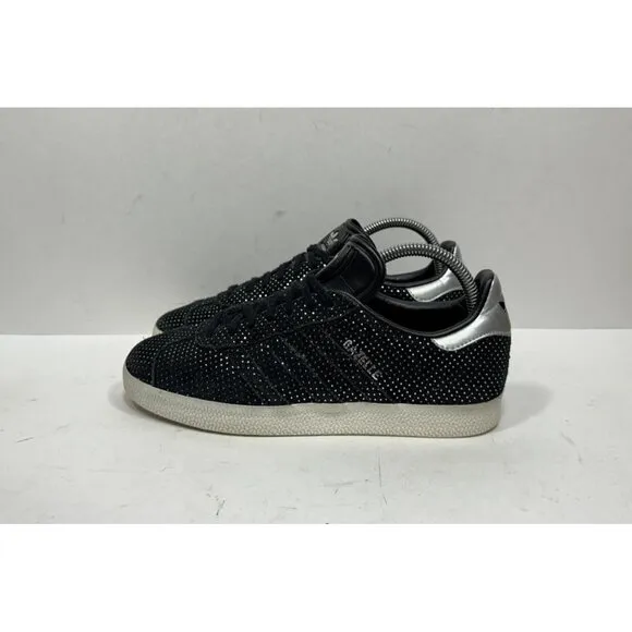 Adidas Gazelle Black Suede Silver Suede Sneakers Shoes BY9363 Women’s Size 7.5